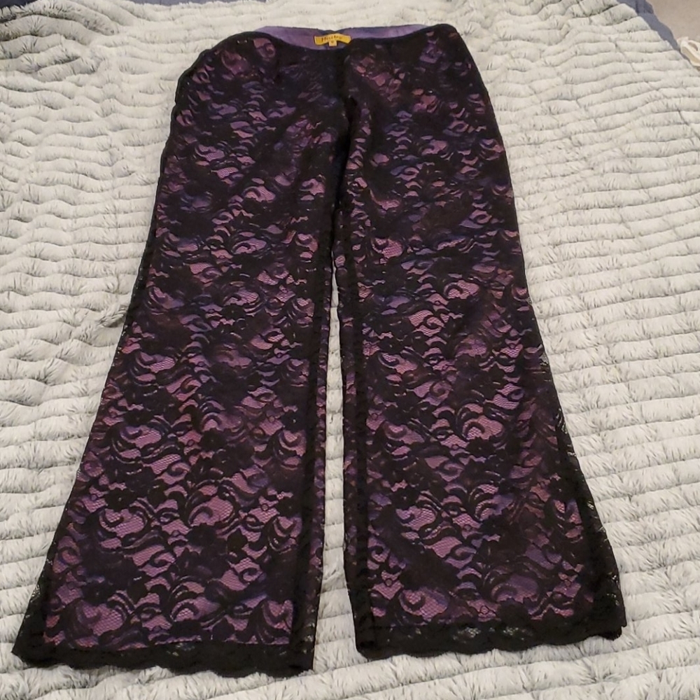 Beautiful purple & black lace Meritage pants sz 10